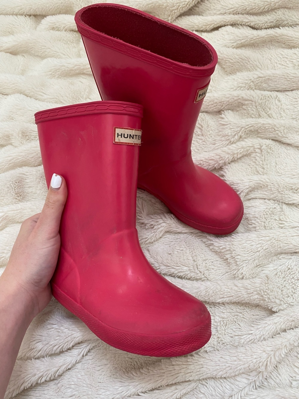 Hunter Original Kids First Classic Gloss rain boots pink Sz 10.5Y